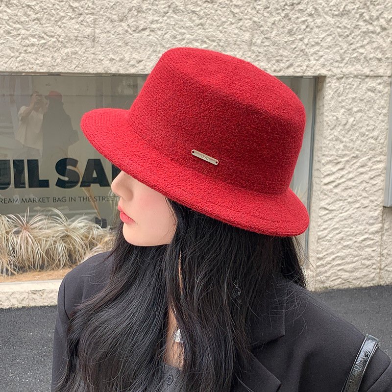 Women's Woolen Flat-Top Hepburn Hat | French Socialite High-End Evening Dress Cap O1CN01vvZhSLhhyKI1chua 2213216845805 0 Cib